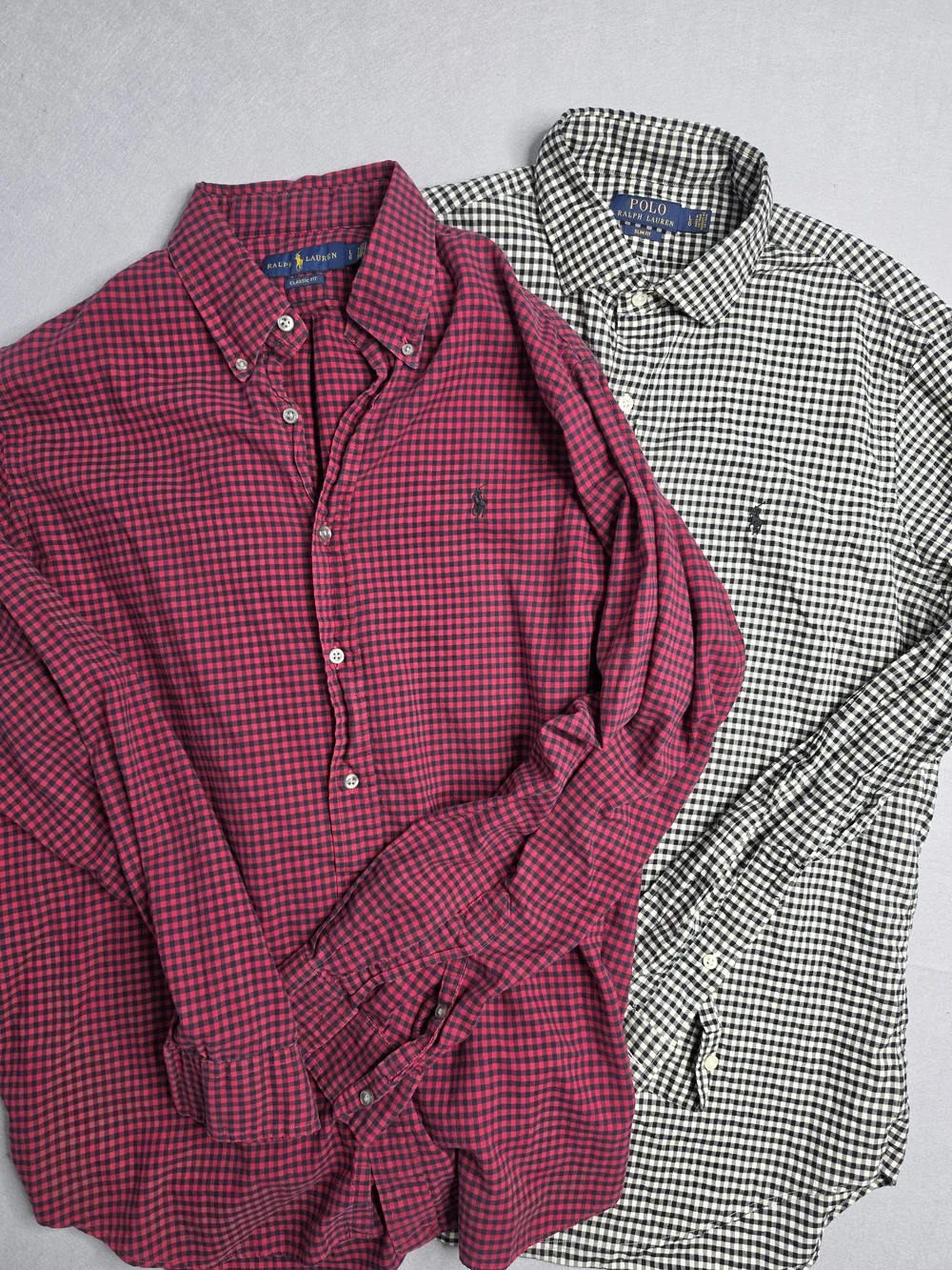 2- Polo Ralph Lauren Classic Fit Gingham Stretch Poplin‎ Long Sleeve Shirt Large